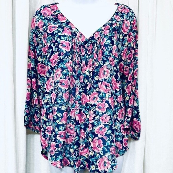 LC Lauren Conrad Floral Print‎ Sheer Button Down Blouse Size Small Multicolored - Picture 5 of 12